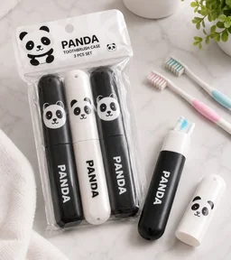New arrival Panda theme travel toothbrush cover set of 3