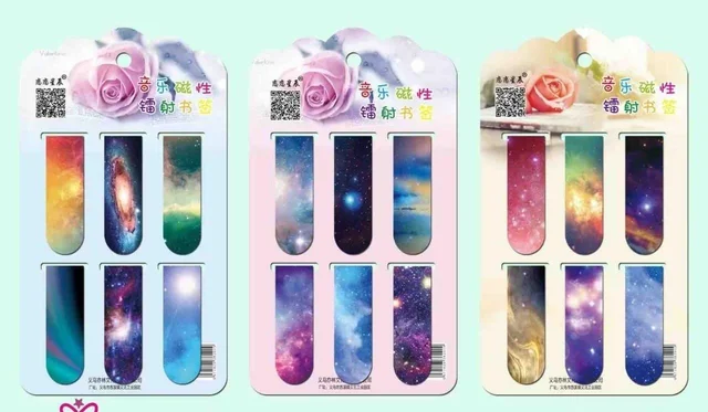 Magnetic bookmarks set of 6. unicorn, kuromi and space theme available