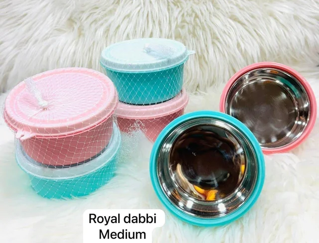 Steel dibbi set of 2 for kanjak. Buy 6 sets. Color random only only pink colour available