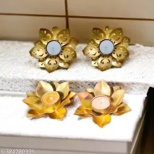 Jali or plain tealight holder in metal
