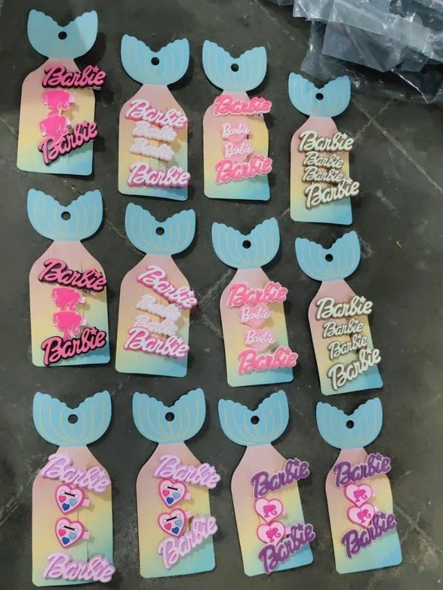 New barbie theme hair clip cards