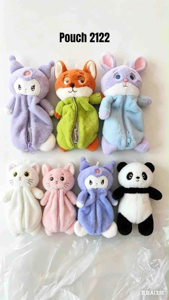 Premium quality plush material theme pencil pouches
