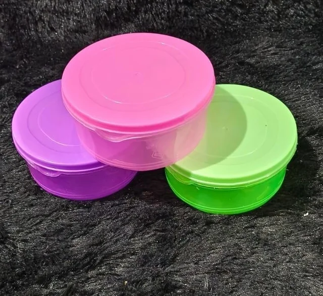 Plastic round small dibbi for kanjak. Buy 12 pcs. Color random only