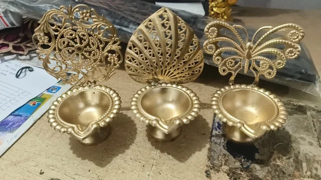 Metal diya with back stand - 23