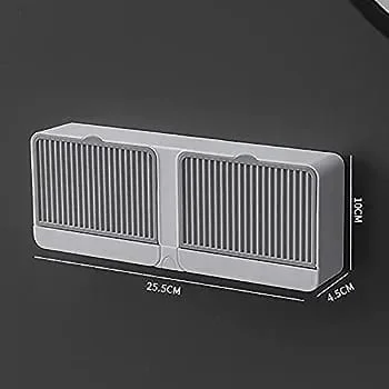 No-Drilling Clamshell Soap Box Wall-Mounted With Cover Double Grid-Asphalt Toilet Laundry Soap New Box Soap Box