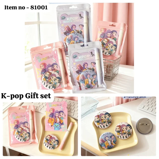 New kpop budget stationery set with pen, diary and badge