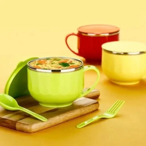 Maggie cum soup bowl with lid Box packing Color random only Real pic shared