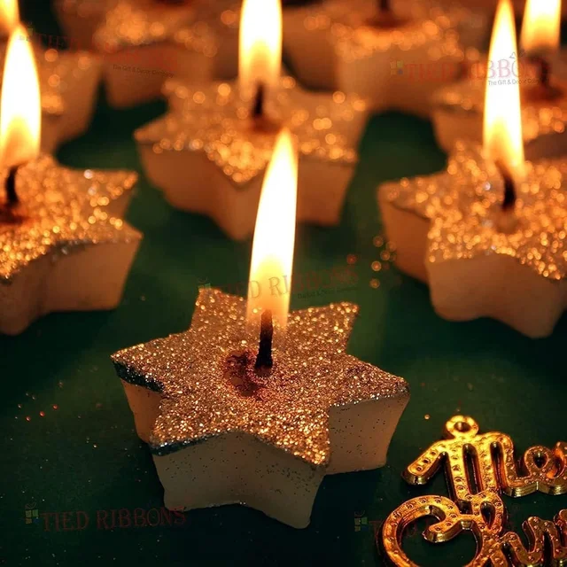 New star glitter wax candles pack of 8 pcs