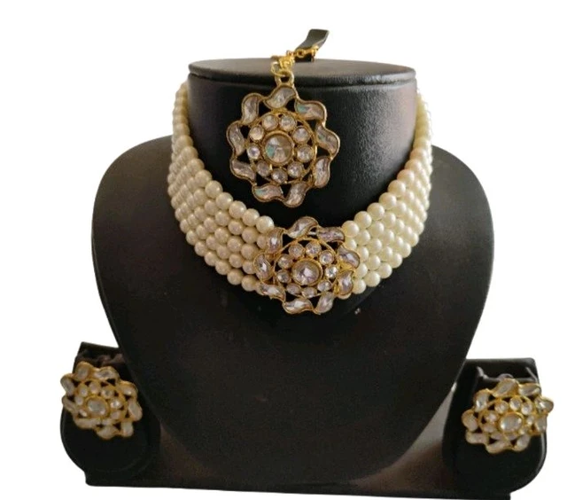 Choker Set kundan M4345 Cream Pearl