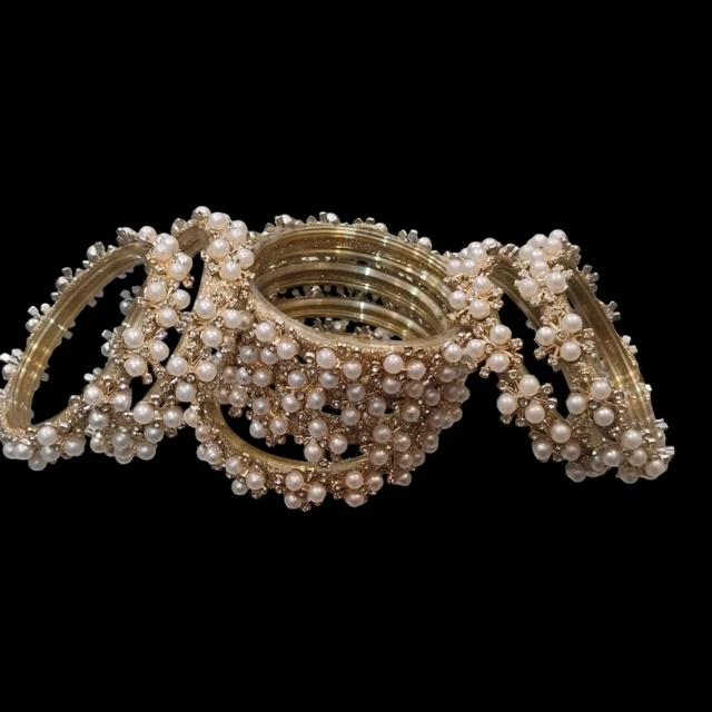 Fancy Kangan Pearl With Stone (4 Pcs. Set)
