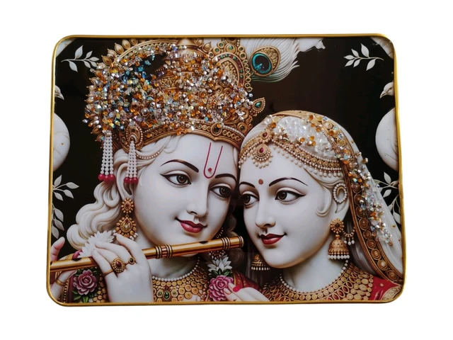 Attractive Crystal Decorated Photo Fram 30x40 CM. - Radha Krishna