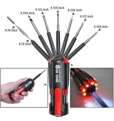 8 in 1 Screw Driver with Torch
