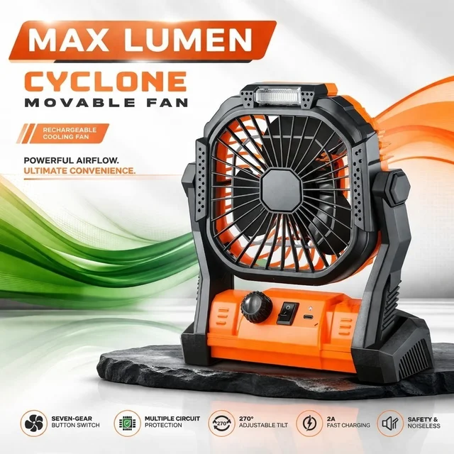 Max Lumen Fan with Light - Free, Green, Orange
