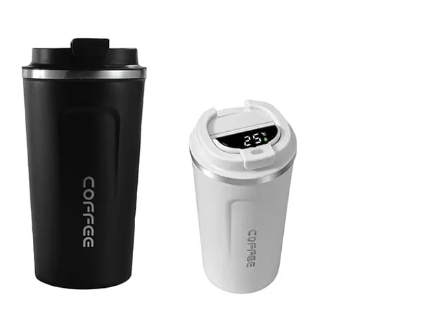 Cafe Mate Pro Stainless Steel Vacuum Coffee Mug with Temperature Display, 304 Grade Steel, 6-8 Hours Hot/Cold, Double Wall, Leak Proof, BPA Free