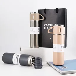 Stainless Steel Vacuum Flask Gift Set with 2 Cups