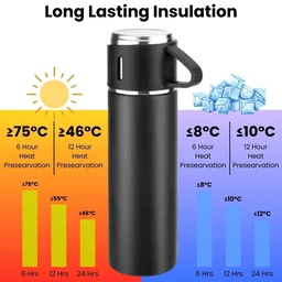 Stainless Steel Vacuum Flask Gift Set with 2 Cups