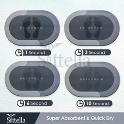 Anti-Skid Water Soaking Oval Bathroom Print Rubber Mat, Water Absorbent Mat