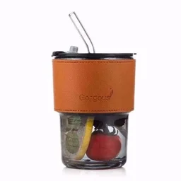 Glass Sipper Tumbler Mug with Straw and Lid Ice Juice Drinks Mug with Straw for Milk/Coffee/Green Tea Transparent Glass Cup