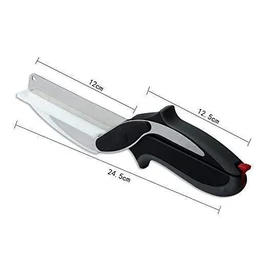 2 in 1 Stainless Steel Multi Functional Kitchen Vegetable Clever Cutter Scissor for Home/Kitchen with Lock System Clever Cutter