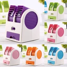 Portable Small Plastic Air Conditioner Water Cooler Mini Fan and Dual Bladeless for Use in Car/Home/Office (Multicolour)