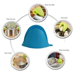 Silicone POT HOLDER Heat Resistant Pinch Mitts for Cooking, Baking & Grilling | Non-Slip Oven Gloves for Safe Grip | Easy to Clean Kitchen Hand Clips (Multicolor) - Multicolor