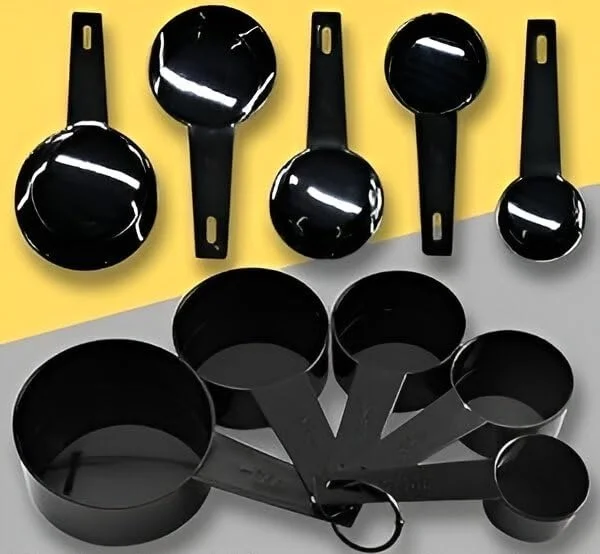 10pcs Kitchen Measuring Spoons Teaspoon Coffee Sugar Scoop Cake Baking Flour Measuring Cups Kitchen Cooking Tools (Black)