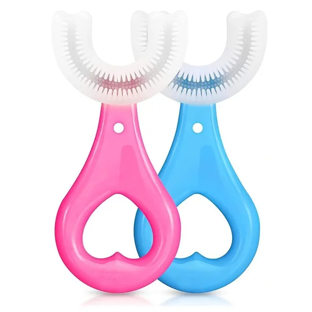 Kids Manual U Shape Toothbrushes Soft Silicone Children