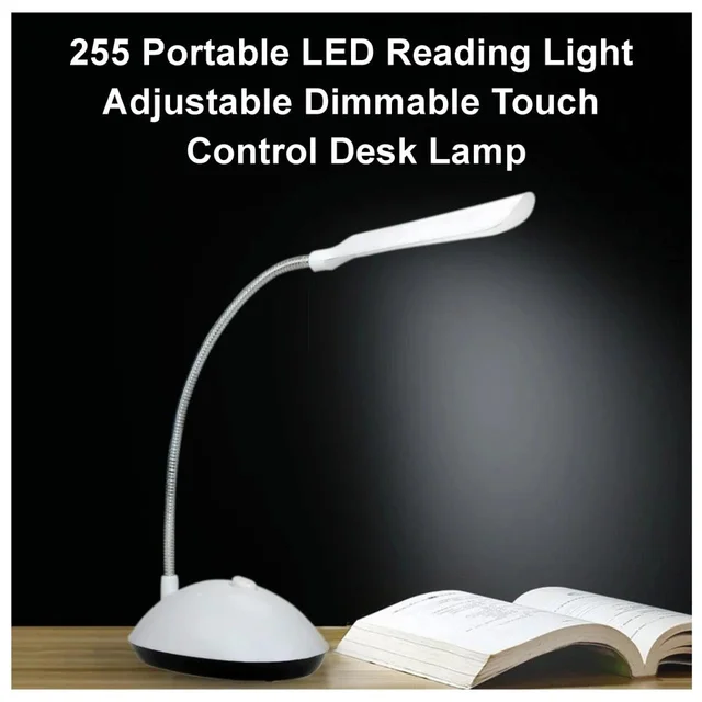 Portable LED Reading Light Adjustable Dimmable Touch Control Desk Lamp