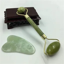Facial Massager Jade Roller & Gua Sha Tool Natural Himalayan Stone for Face Neck Healing Skin Wrinkles & Serum Application