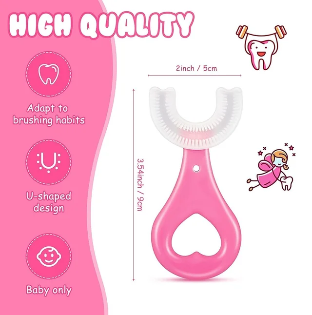Kids Manual U Shape Toothbrushes Soft Silicone Children