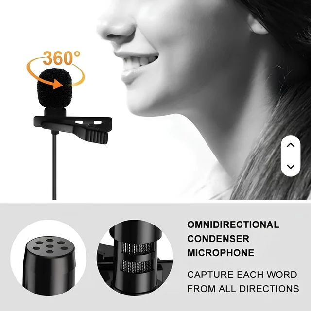 3.5mm Lapel Microphone for Video Recording | Collar Mic for All | Wired Mini Mic for YouTube, Reels, Interviews | Small Mike for Android, DSLR, iOS Black (Pack of 1)