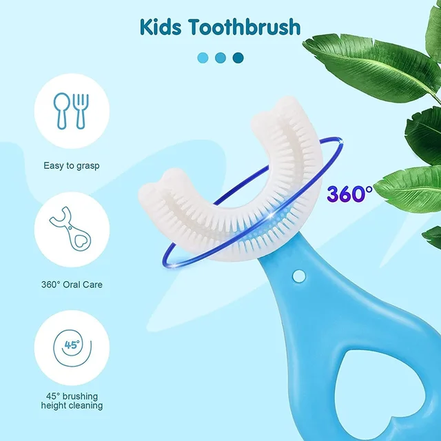 Kids Manual U Shape Toothbrushes Soft Silicone Children