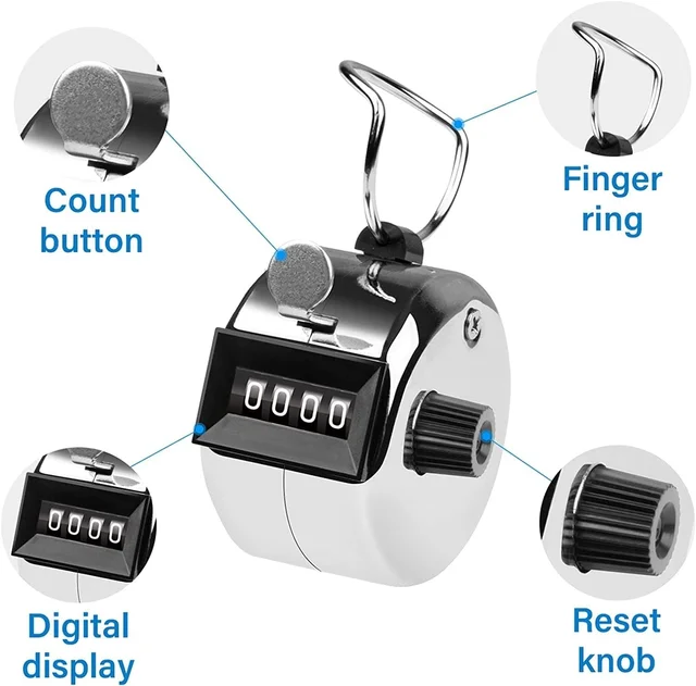 Tally Counter 4 Digit Metal Hand Counter | Stainless Steel Clicker Counter