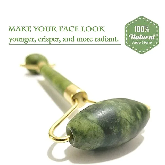 Facial Massager Jade Roller & Gua Sha Tool Natural Himalayan Stone for Face Neck Healing Skin Wrinkles & Serum Application