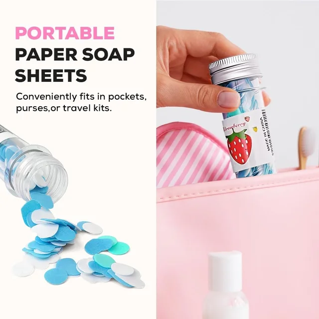 Disposable Paper Soap Tube, Mixed Fragrance Paper Soap Sheets, Flower Design