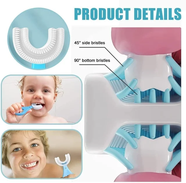 Kids Manual U Shape Toothbrushes Soft Silicone Children