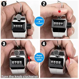 Tally Counter 4 Digit Metal Hand Counter | Stainless Steel Clicker Counter