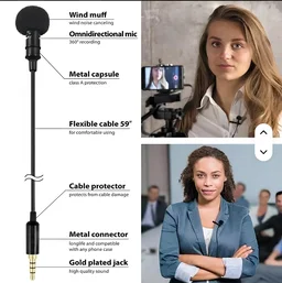 3.5mm Lapel Microphone for Video Recording | Collar Mic for All | Wired Mini Mic for YouTube, Reels, Interviews | Small Mike for Android, DSLR, iOS Black (Pack of 1)