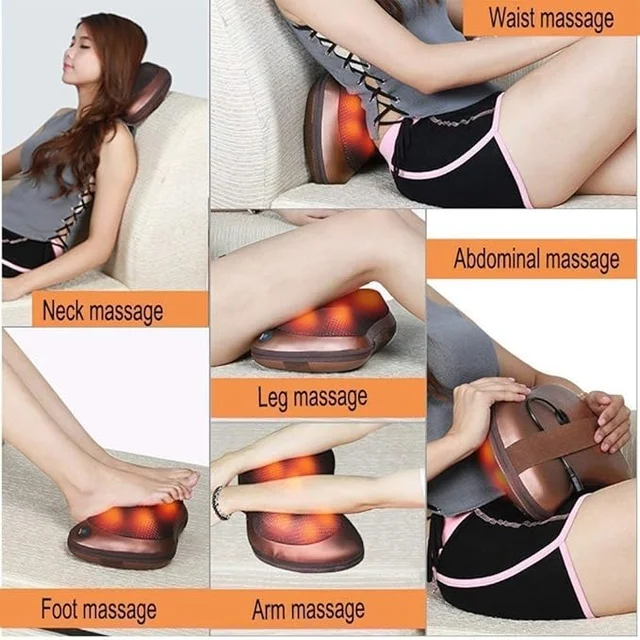 Body Massager Pillow, Electric Massager pillow for Car & Home-Office, Full Body Pain Relief Massager Pillow with 8 Ball (Multicolor)