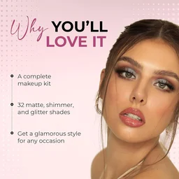 Makeup Kit with 32 Matte, Shimmer & Glitter Eyeshadows