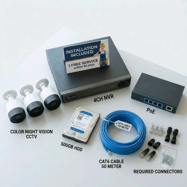 14A. ADVANCE SURVILLENCE 4 CHANNEL 5MP NVR KIT WITH 3 FHD CCTV