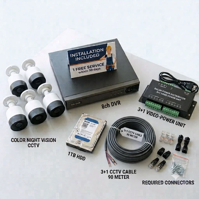 14Y. SURVILLENCE SERIES 8 CHANNEL 2MP DVR KIT WITH 5 HD CCTV