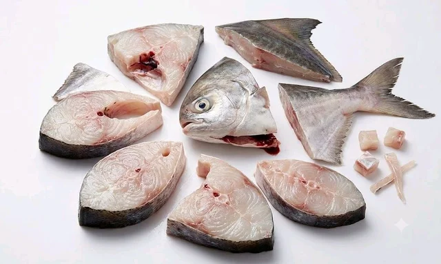 FreshFin Pomfret Fish - medium, 1Kg, Cleaned & Cut