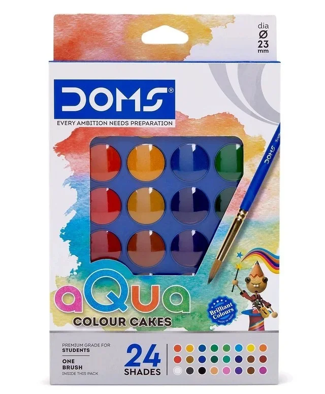 Doms Aqua Water Colour Cakes 24 Shades 