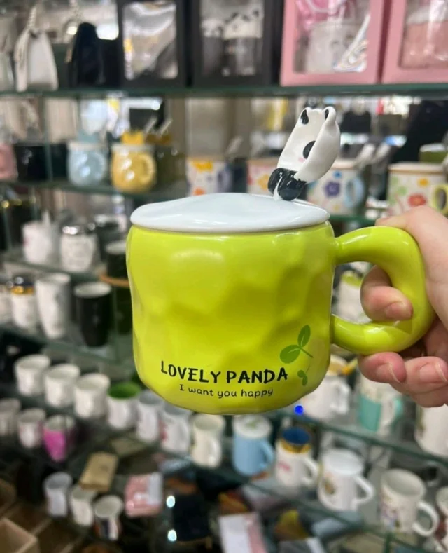 KV0617-T18 CUTE PANDA SPOON MUG 