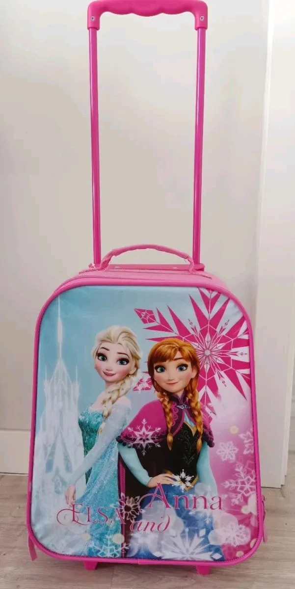 Kids Travel Suitcase, 16 inch, 4 Wheels, TSA Lock,Princess Print, Pink