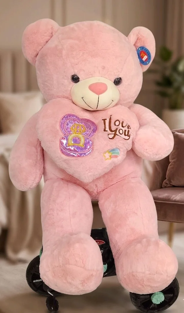 Giant Pink Teddy Bear|Plush Birthday Gift for Girls, Boys, and Kids, Secret Love Pillow, Jumbo Oversized Plush Toy (Secret Love Heart Edition Baby Pink)
