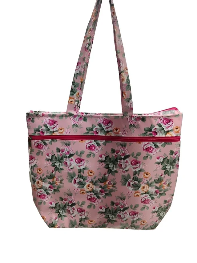 Thawani Enterprises Floral Printed Bags for Women with Zipper, Shopping Bag for Grocery, Cosmetics,Travel, Beach, Shoulder Handbags for Women, Temple
Bags, Stylish Trendy