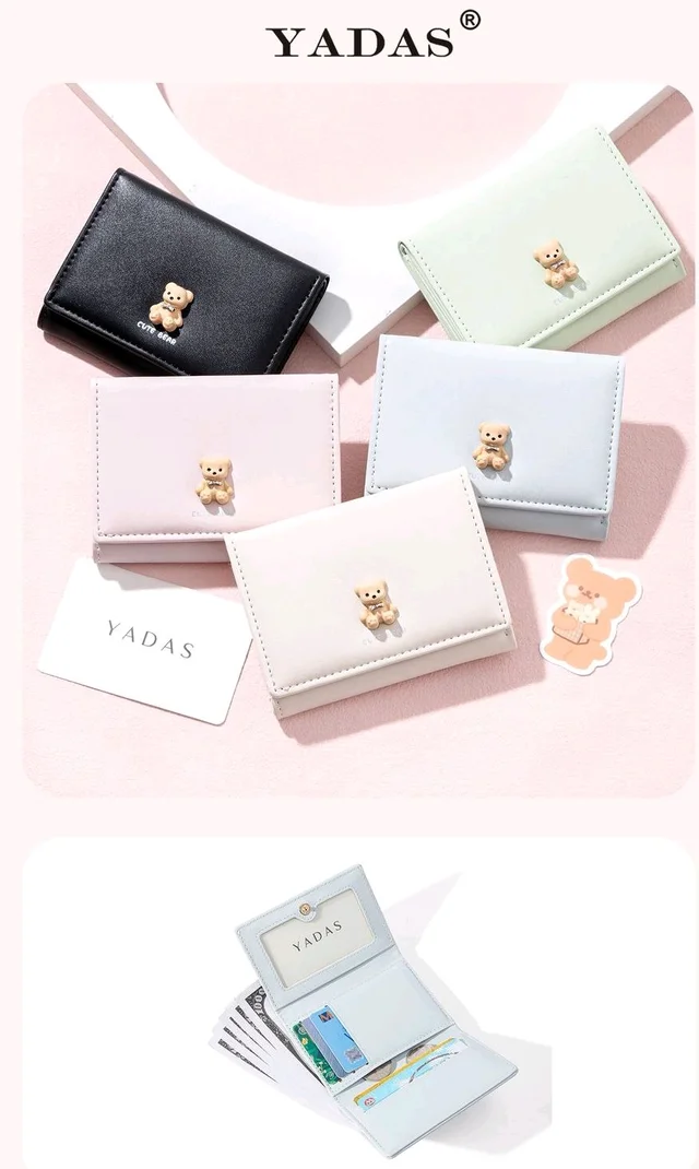 Small Wallet for Girls Women PU Leather Cute Wallet Card Holder Coin Purse for Daily Use