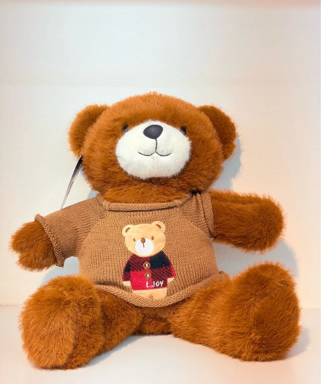Little Bunnies Cute Brown Teddy Bear Plush Toy - 30 cm Ultra Soft, Huggable, Wearing White T-Shirt - Gift for Kids, Girls, Boys